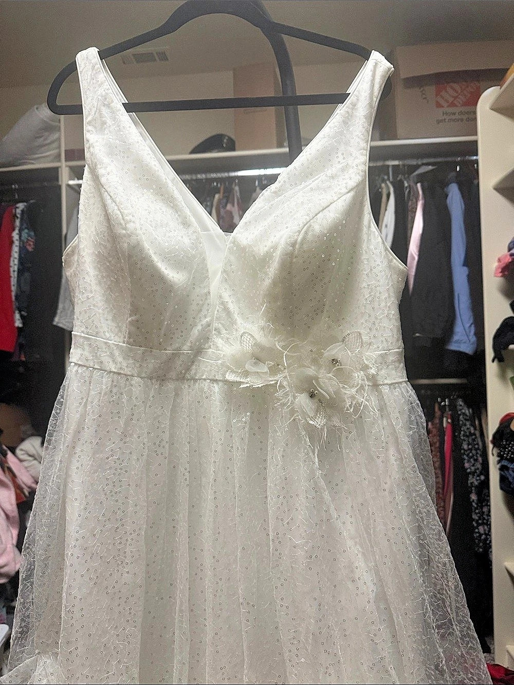 Ever Pretty Women's Dress Sequin Maxi Dress White 3XL, measures like a L